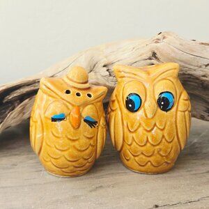 3/$25🌼 Vintage Mid-Century Modern Ceramic Owl Salt & Pepper Shakers